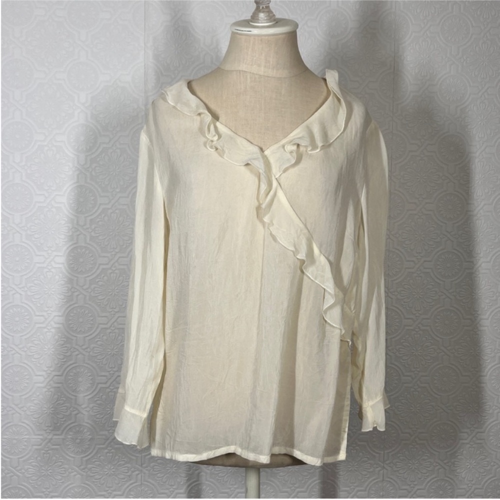 J. Jill Cream Ruffle Blouse